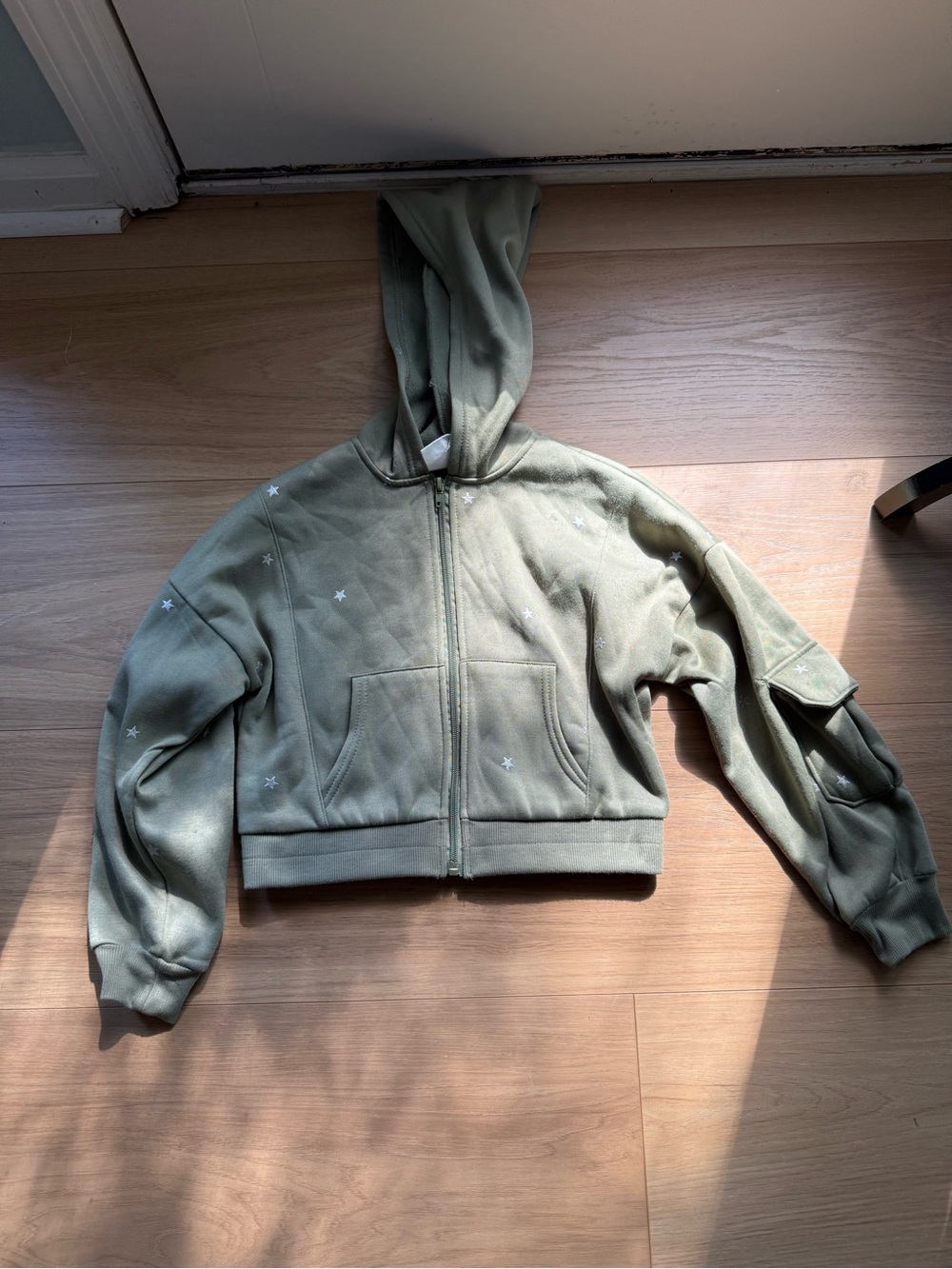 Self Esteem Olive Green Star Zip-Up Bomber Hoodie